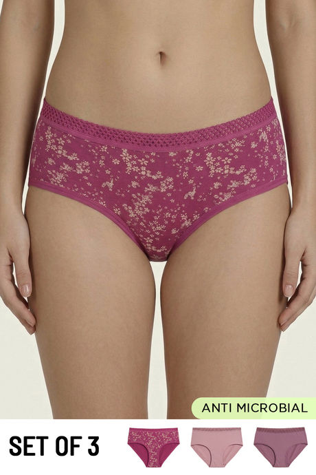 Buy Zivame Low Rise Full Coverage Hipster Panty  (Pack of 3) - Multicolor